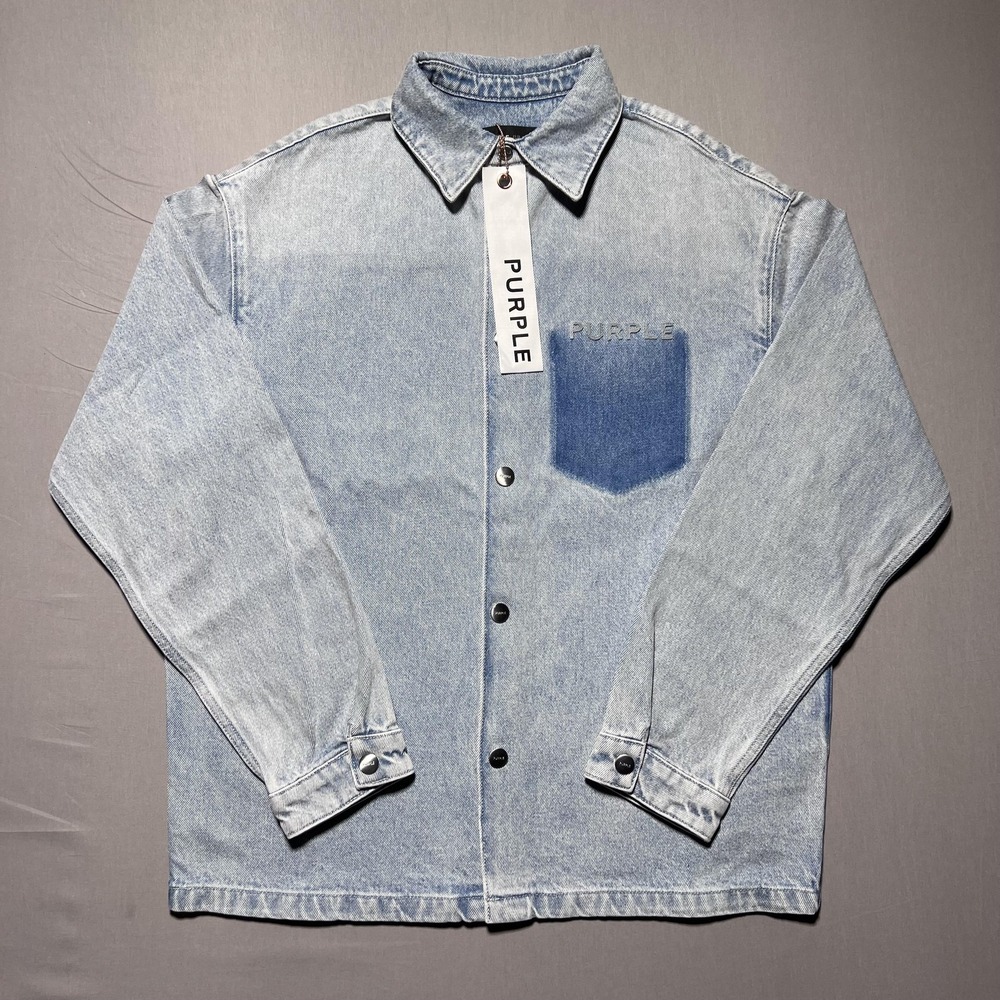 NWT Purple Brand LS Snap Denim Shirt Jacket Mens‎ Size XS Indigo Shacket
